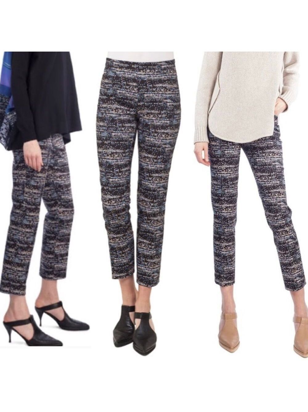 Akris Punto Franca Twilight City Print Ankle Pants Sz 8
